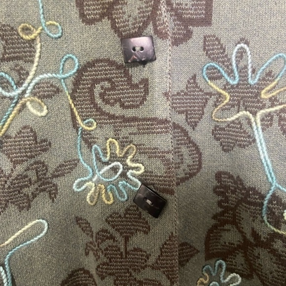 Sigrid Olsen EUC button down floral embroidered 100% cotton cardigan artsy boho - Picture 4 of 7